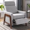 Wood-Framed Upholstered Recliner Chair Adjustable Home Theater Seating with Thick Seat Cushion and Backrest Modern Living Room Recliners, Gray