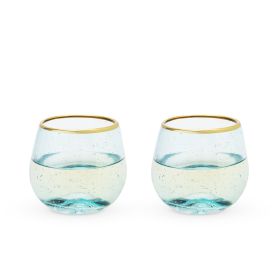 Aqua Bubble Stemless Wine Glass Set by Twine®