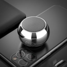 M3 Colorful Wireless Speakers 3D Mini Electroplating Round Steel Cannon Blue tooth Speaker Radio Support U Disk Subwoofer (Color: Silver)