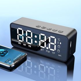 G50 Wireless Bluetooth Speaker With FM Radio Mini Portable Card Mirror Alarm Clock Sound Dual Alarm Clock Settings For All Phone (Color: g50 black)