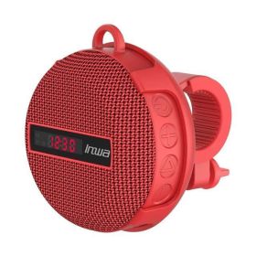 Smart LED digital display wireless cycling bicycle Bluetooth speaker outdoor portable waterproof subwoofer hands-free / TF card (Color: Red)