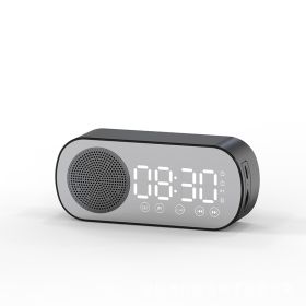 New Wireless Bluetooth Speaker Clock Dual Alarm Support TF Card FM Radio Soundbar HIFI Music Box Soundbar (Color: Black)