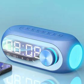 S8 Wireless Bluetooth Speaker HD Led Display Multifunction Stereo Bass Speakers Alarm Clock FM Radio TF Card Aux Music Playback. (Color: Blue)