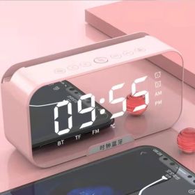 S8 Wireless Bluetooth Speaker HD Led Display Multifunction Stereo Bass Speakers Alarm Clock FM Radio TF Card Aux Music Playback. (Color: S7 PINK)