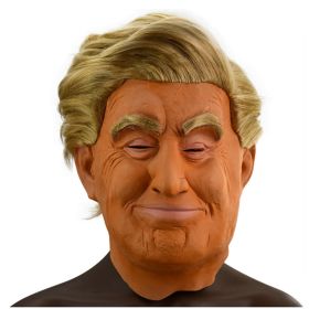 Donald Trump Mask Realistic President Latex Headgear Halloween Party Celebrity Cosplay Costume Props Yellow Wig Head Cover Mask (Color: b)