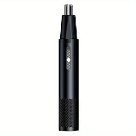 Professional Electric Nose and Ear Hair Trimmer for Men and Women - Painless, Waterproof, Stainless Steel Head - Wet and Dry Use (Color: Black)