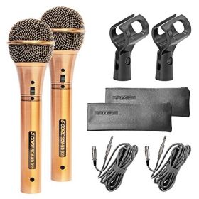 5 Core Professional Microphone Audio Dynamic Cardiod Karaoke Singing Wired Mic Music Recording Karaoke Microphone 5 Core PM625 (ND-959 Elantra) (Color: 2PCS Neodymium Copper Finish)