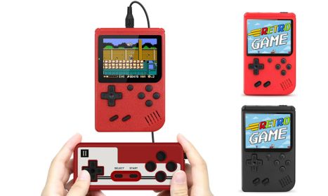 Handheld Retro Mini Game Consoles with 400 Classic FC NES Games (Color: Red)