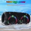 100W high power bluetooth speaker portable RGB colorful light waterproof wireless subwoofer360stereo surround TWS Caixa de som